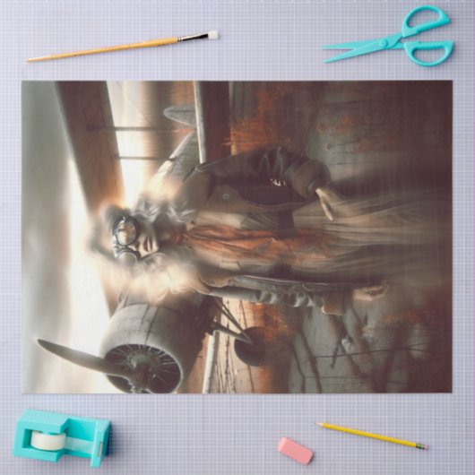 Ghostly Aviator bij zonsondergang -  ontkoppeling Tissuepapier (Craft)