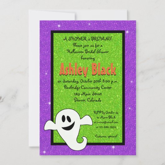 Ghostly Brew Halloween Bruids Douche Uitnodiging (Achterkant)