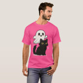 Ghostly Cat Vibes – Spookachtig Schattige T-shirt (Voorkant volledig)