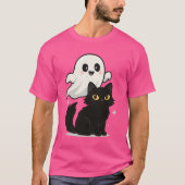 Ghostly Cat Vibes – Spookachtig Schattige T-shirt (Voorkant)