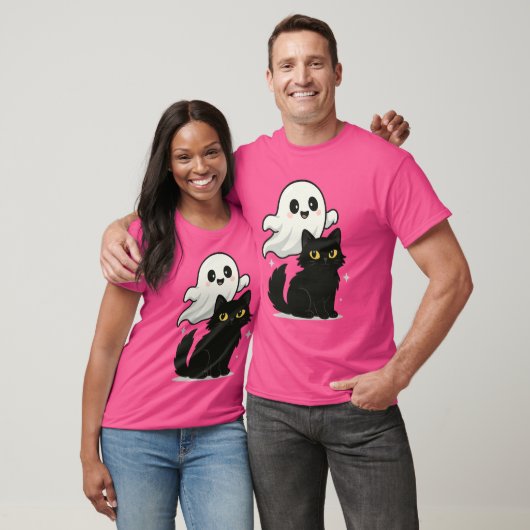 Ghostly Cat Vibes – Spookachtig Schattige T-shirt (Unisex)