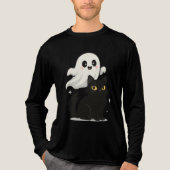 Ghostly Cat Vibes – Spookachtig Schattige T-shirt (Voorkant volledig)