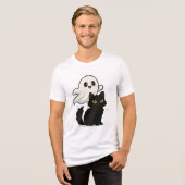 Ghostly Cat Vibes – Spookachtig Schattige T-shirt (Voorkant volledig)