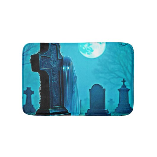 Ghostly Figure in a Graveyard Design Badmat (Voorkant)