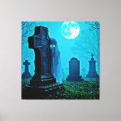 Ghostly Figure in a Graveyard Design Canvas Afdruk (Voorkant)
