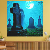 Ghostly Figure in a Graveyard Design Canvas Afdruk (Insitu (Woonkamer))