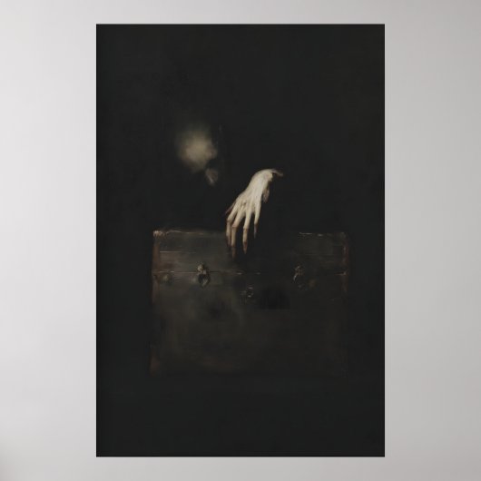 Ghostly Figure Reaching Out of Antique Chest Poster (Voorkant)