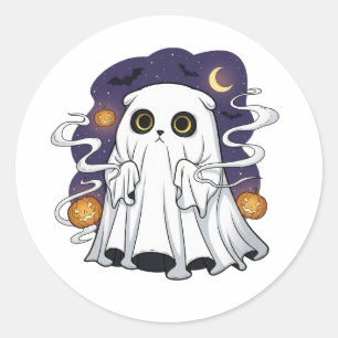 Ghostly Fold - Schotse Fold Ghost Cat Halloween Ronde Sticker