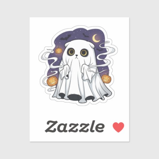 Ghostly Fold - Schotse Fold Ghost Cat Halloween Sticker (Vel)
