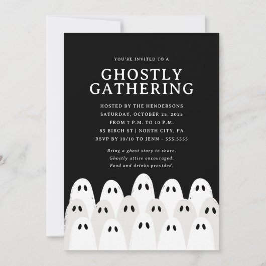 Ghostly Gathering Halloween Party Uitnodiging (Voorkant)