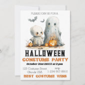 Ghostly Giggles - Schattigee Halloween-feestuitnod Kaart (Voorkant)