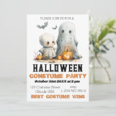 Ghostly Giggles - Schattigee Halloween-feestuitnod Kaart (Staand voorkant)