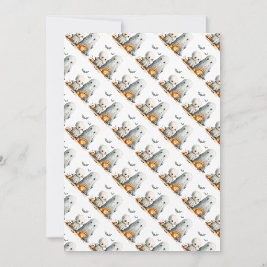 Ghostly Giggles - Schattigee Halloween-feestuitnod Kaart (Achterkant)