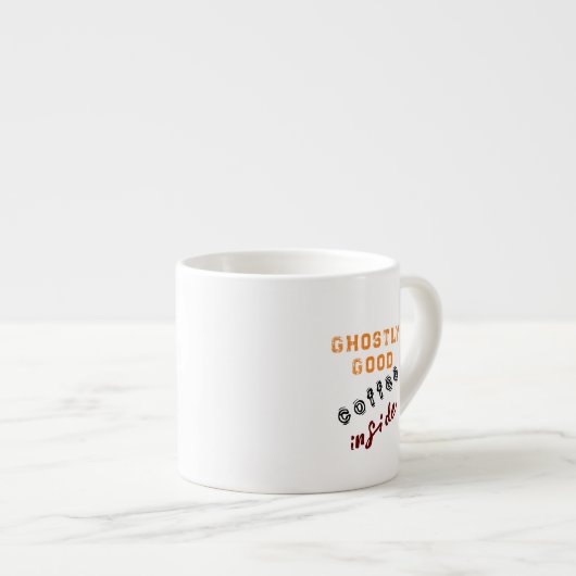 Ghostly Goede Koffie Witte Halloween Espresso Kop (Voorkant rechts)