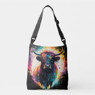 Ghostly Grace: Spectral Holographic Highland Koe, Crossbody Tas