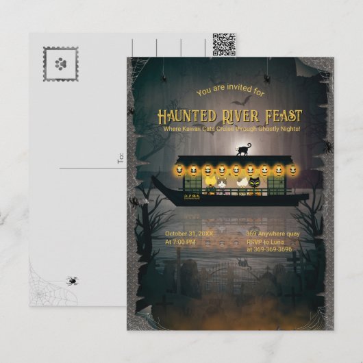 Ghostly Graveyard Cruise Uitnodiging (Voorkant / Achterkant)