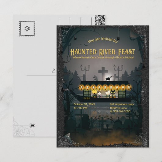 Ghostly Graveyard Cruise Uitnodiging (Voorkant / Achterkant)