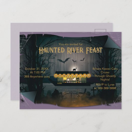 Ghostly Graveyard Cruise Uitnodiging (Voorkant / Achterkant)