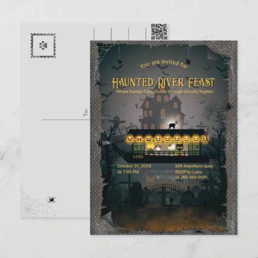 Ghostly Graveyard Cruise Uitnodiging (Voorkant / Achterkant)