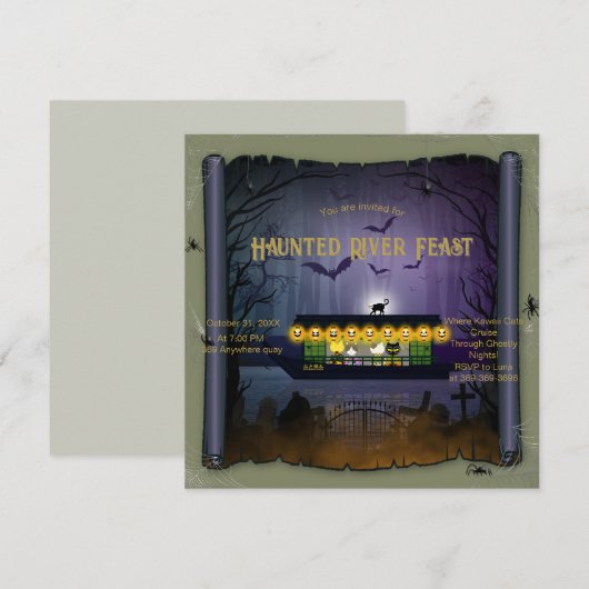 Ghostly Graveyard Cruise Uitnodiging (Voorkant / Achterkant)