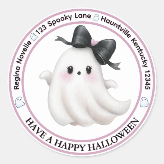 Ghostly Greetings Envelope Seal Ronde Sticker (Voorkant)