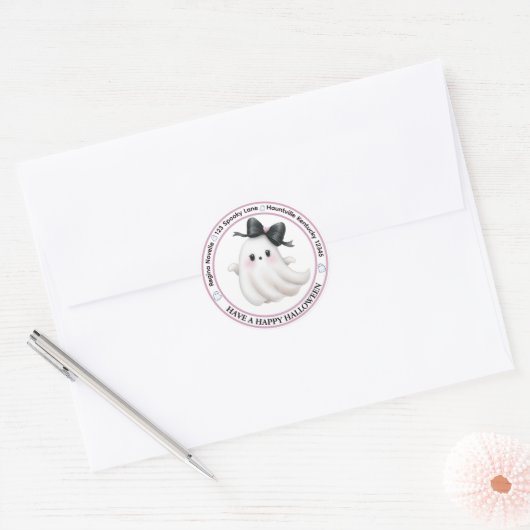 Ghostly Greetings Envelope Seal Ronde Sticker (Envelop)