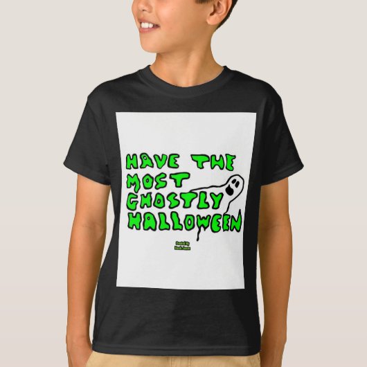 Ghostly Halloween Boys Black Basic T-Shirt (Voorkant)