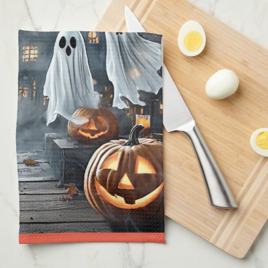 Ghostly Halloween Keuken Handdoek (Quarter Fold)