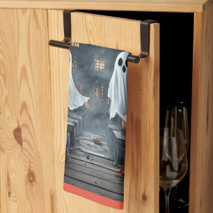 Ghostly Halloween Keuken Handdoek