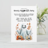 Ghostly HALLOWEEN Party Invitation Kaart (Staand voorkant)