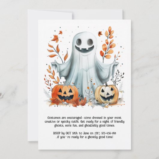 Ghostly HALLOWEEN Party Invitation Kaart (Achterkant)