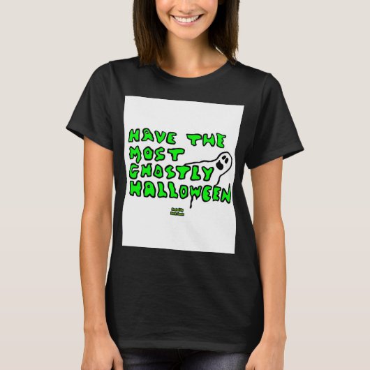 Ghostly Halloween Vrouwen Black Basic T-Shirt (Voorkant)