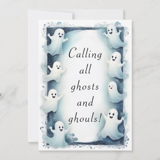 Ghostly Lijst Design Halloween Spirits Border Kaart (Voorkant)