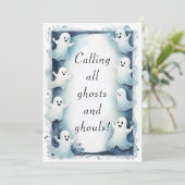 Ghostly Lijst Design Halloween Spirits Border Kaart (Staand voorkant)