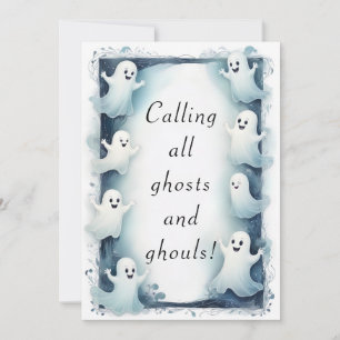 Ghostly Lijst Design Halloween Spirits Border Kaart