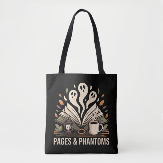 Ghostly Pages & Phantoms Reading  Tote Bag (Voorkant)