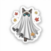 Ghostly Siamese – Schattigee Halloween Siamese Cat Sticker (Voorkant)