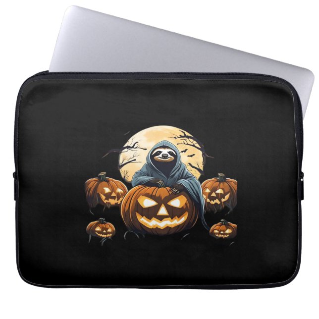 Ghostly Sloth's Midnight Haunt Classic T-shirt Laptop Sleeve (Voorkant)