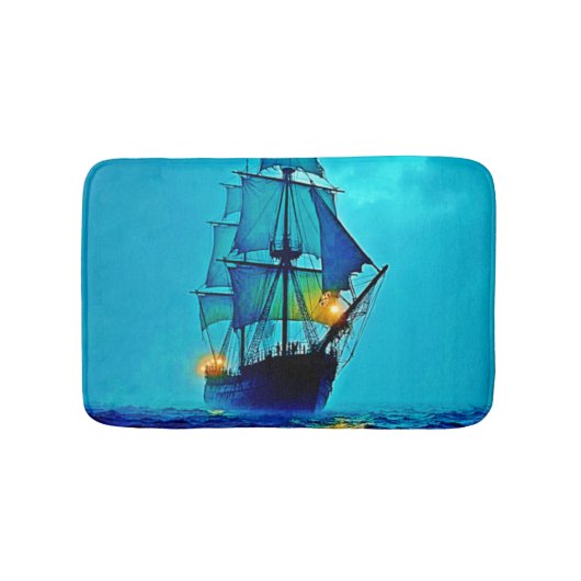 Ghostly Tall Ship Zee Voyage Design Badmat (Voorkant)
