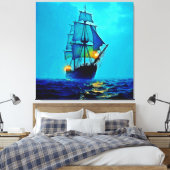 Ghostly Tall Ship Zee Voyage Design Canvas Afdruk (Insitu (Slaapkamer))