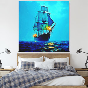 Ghostly Tall Ship Zee Voyage Design Canvas Afdruk