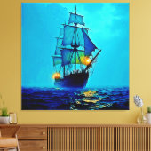 Ghostly Tall Ship Zee Voyage Design Canvas Afdruk (Insitu (Woonkamer))