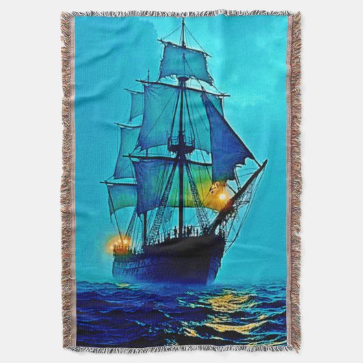 Ghostly Tall Ship Zee Voyage Design Deken (Voorkant Verticaal)