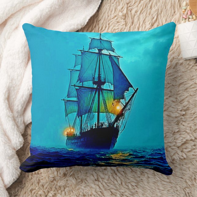 Ghostly Tall Ship Zee Voyage Design Kussen (Deken)