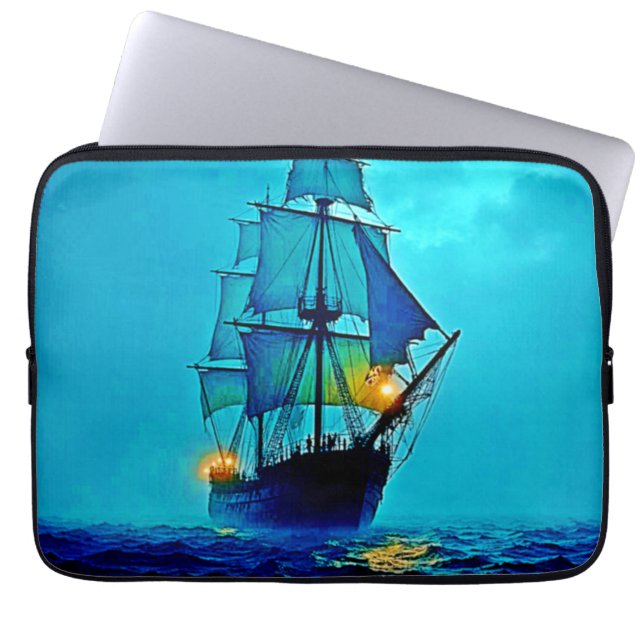 Ghostly Tall Ship Zee Voyage Design Laptop Sleeve (Voorkant)