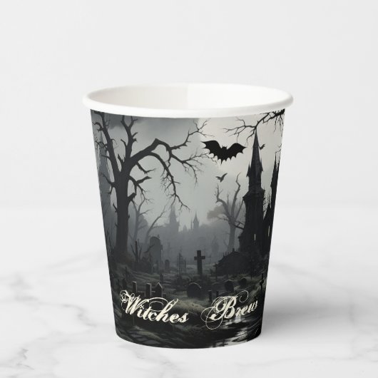 Ghostly Witches Manor Halloween Papieren Bekers (Links)