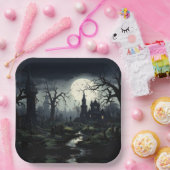 Ghostly Witches Manor Halloween Papieren Bordje (Feest)
