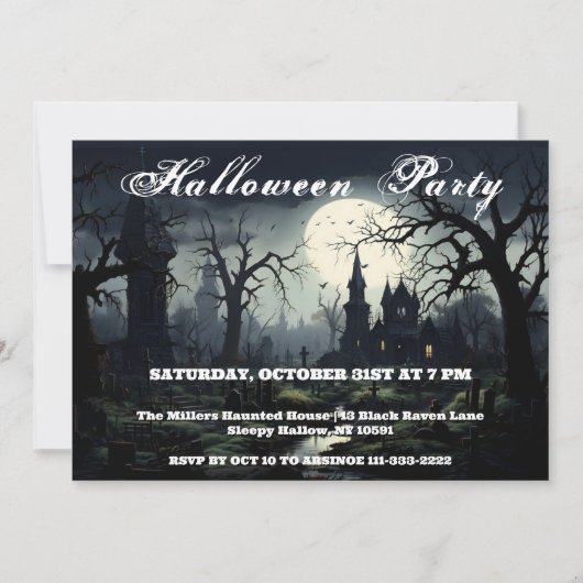 Ghostly Witches Manor Halloween Party Uitnodiging (Voorkant)