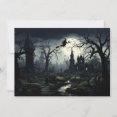 Ghostly Witches Manor Halloween Party Uitnodiging (Achterkant)