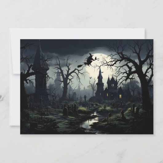 Ghostly Witches Manor Halloween Party Uitnodiging (Achterkant)